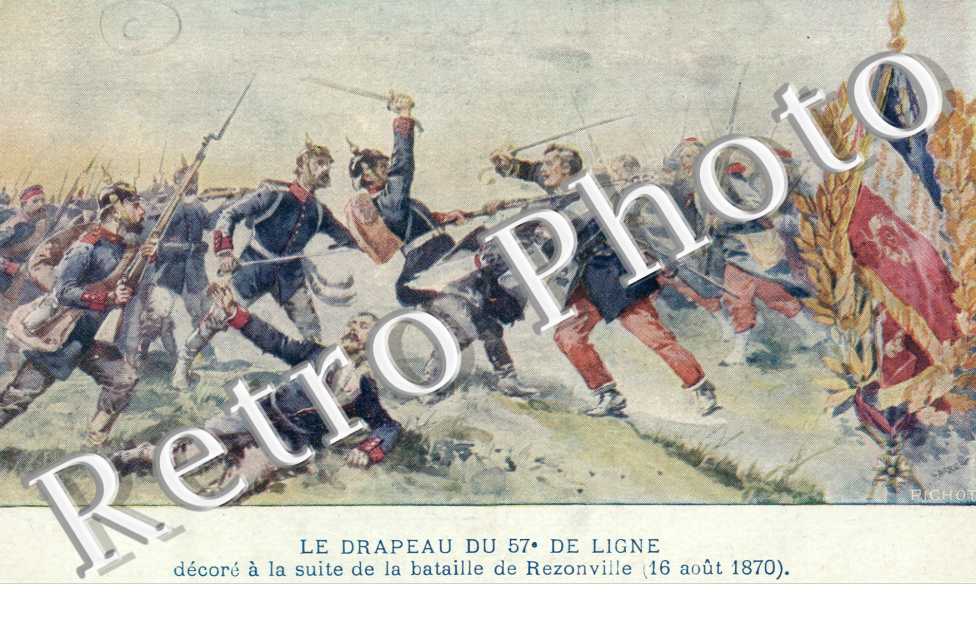 Le Drapeau du 57e de Ligne decore a la suite de la Bataille du 16 aout 1870