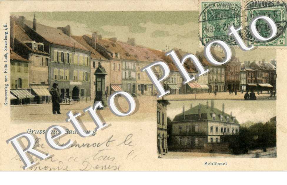 Gruss aus Saarburg  Schlossel (carte couleur)
