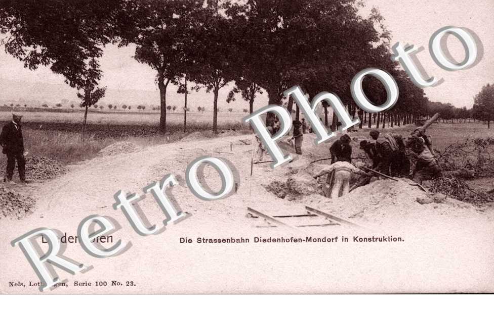 die strassenbahn Diedenhofen-Mondorf in Konstruktion