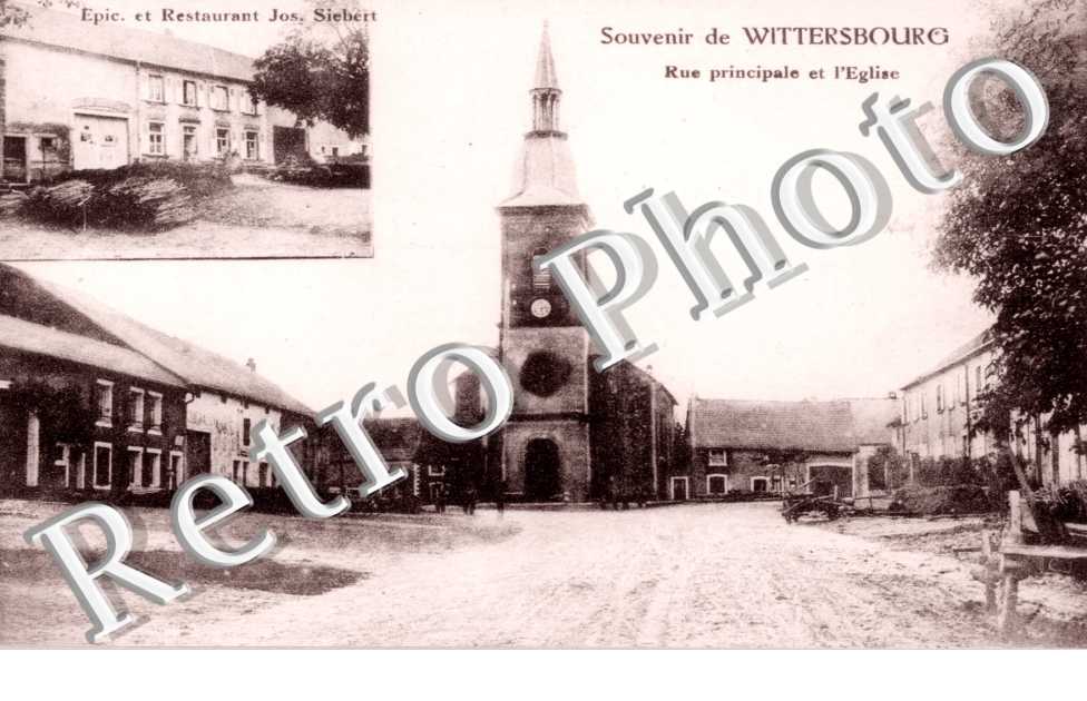 rue principale et l&#039;eglise - Epicerie et restaurant Jos. Siebert
