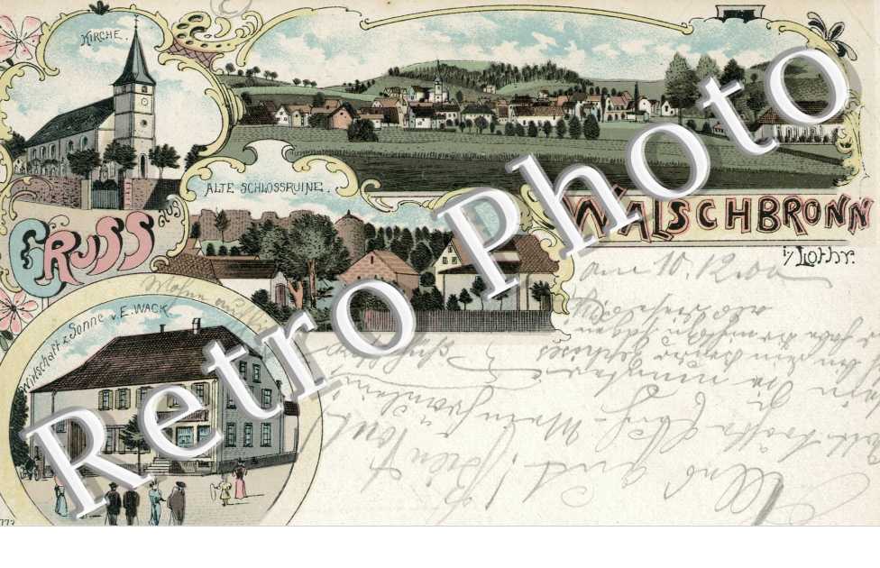 Wirtschaft zum Sonne E. Wack Alte Schlossruine Kirche  1900