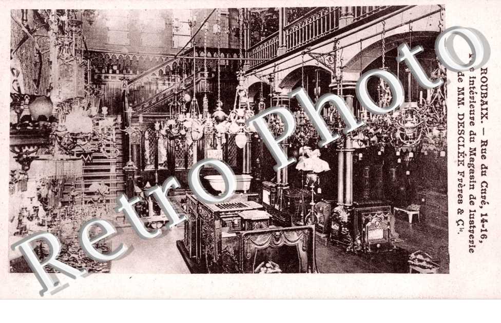 Rue du Cure, Vue Interieure du Magasin de Lustrerie de Desclee Freres et Compagnie