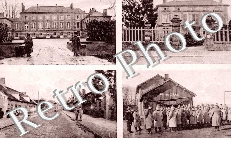Caserne - Mairie - Rue - Groupe de Militaires Allemands
