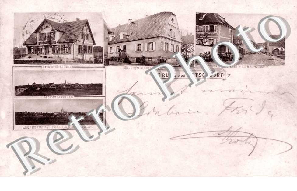 Hotel zum Schwanen Wamann, Strassenansicht nieder Betschdorf, Gesammtansichten, Bahnhofhotel Ebel