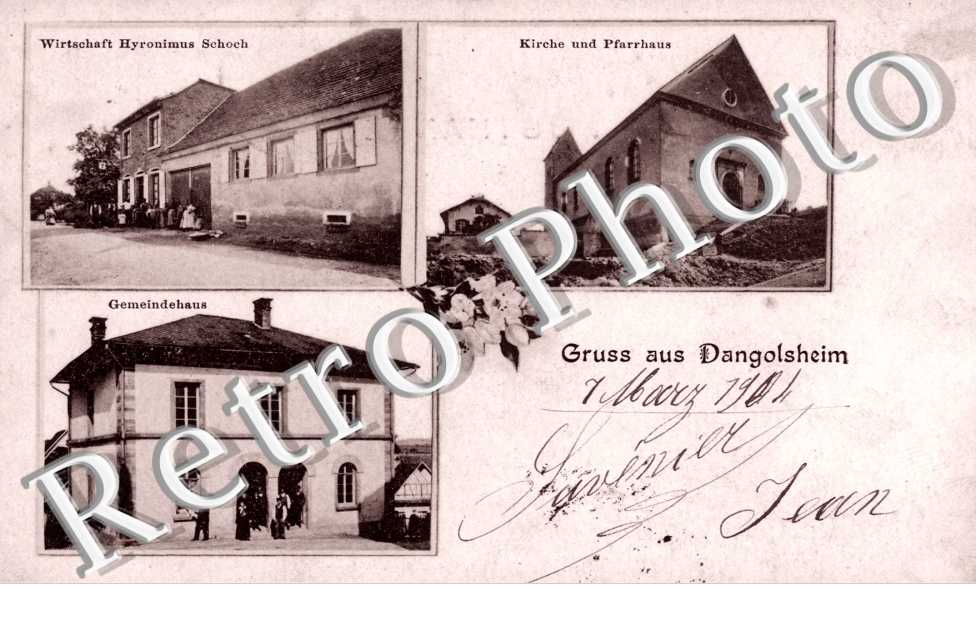 Wirtschaft Hyronimus Schoch, Gemeindehaus, Kirche und Pfarrhaus