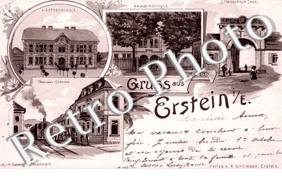 Tramway-Station, Strassburger Thor, Knabenschule, Madchenschule