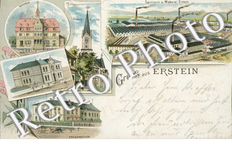 Rathaus, Evangelische Kirche, Spinnerei und Weberei Erstein, Amtsgericht, Kreisoirection