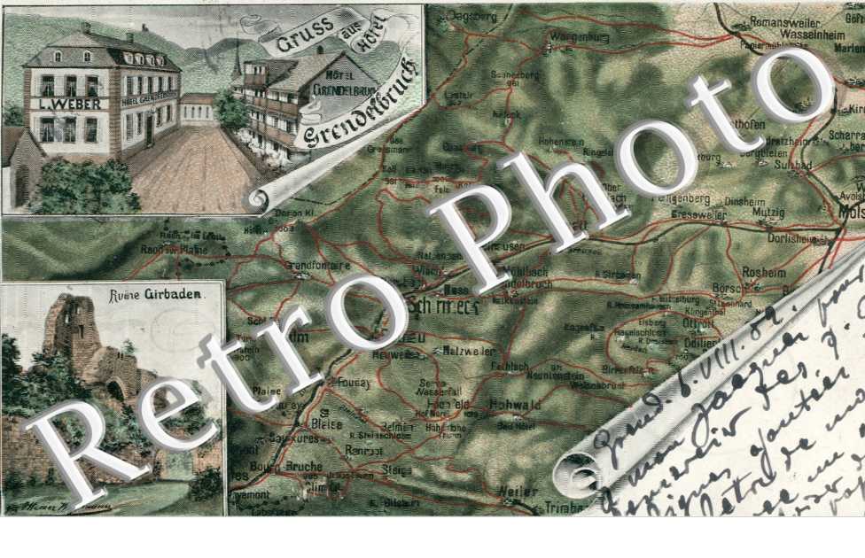 Ruine Girbaden, Hotel Grendelbruch L. Weber,  Carte de la region