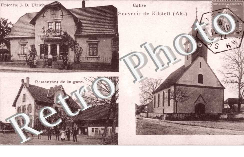 Eglise, Epicerie J. B. Ulrich, Restaurant de la Gare