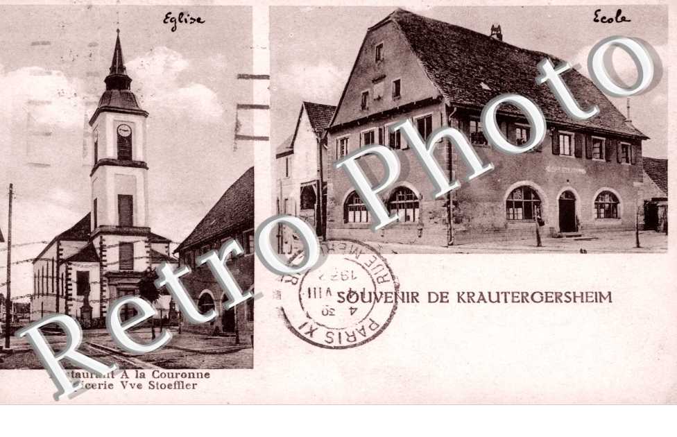 Eglise, Ecole, Restaurant de la Couronne, Epicerie Yves Stoeffler