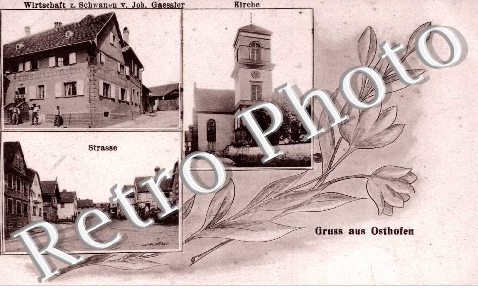 Strasse, Kirche, Wirtschaft z. Schwanen v. Joh. Gaessier