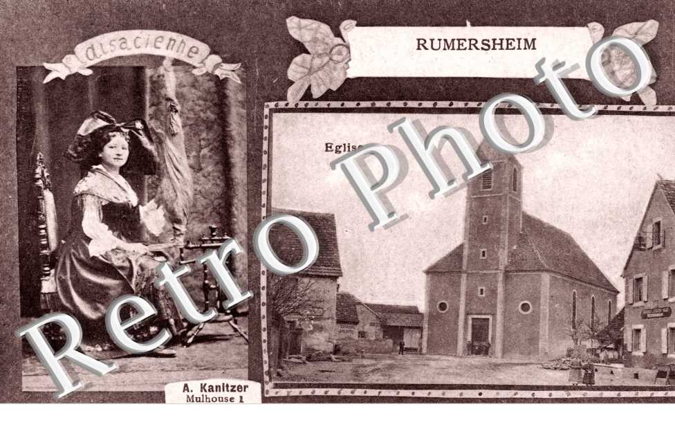 Eglise et une jeune alsacienne