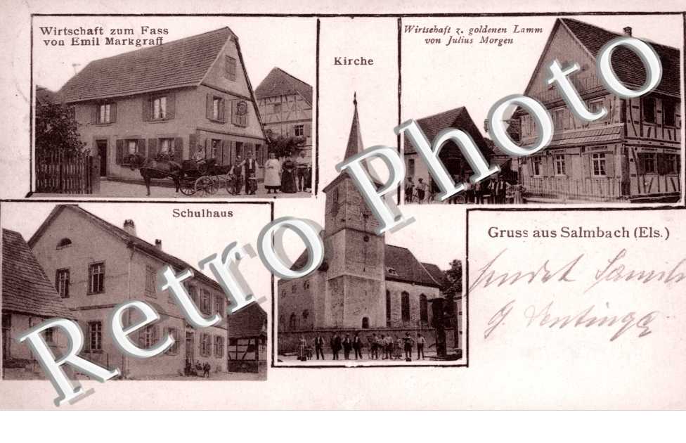 Gruss aus Salmbach, Kirche, Schulhaus