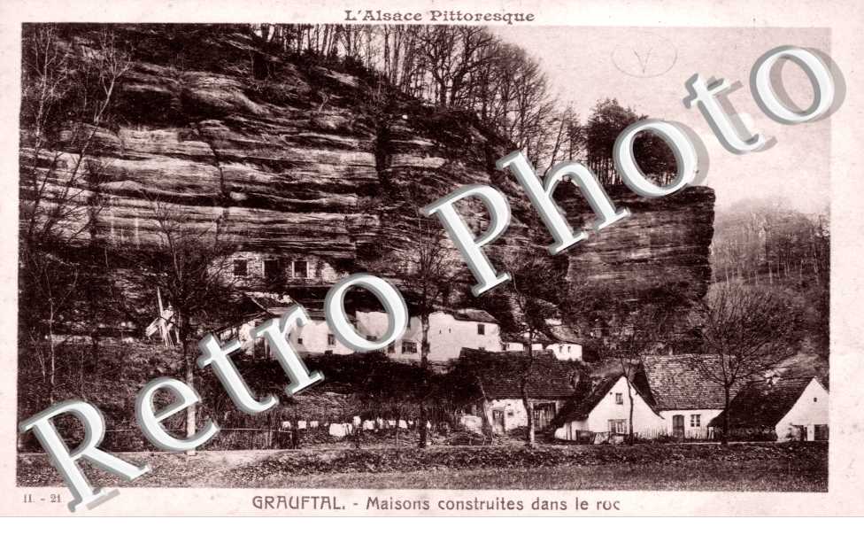 Maisons construites dans le roc. Graufthal