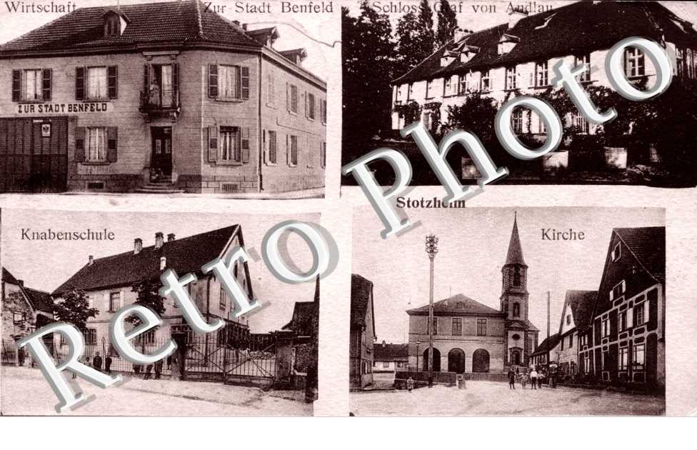 kirche, knabenschule, schloss, wirtschaft zur stadt Benfeld