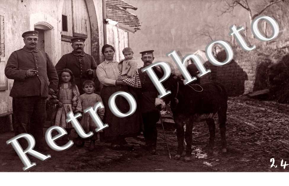 Un groupe de gens et un âne
