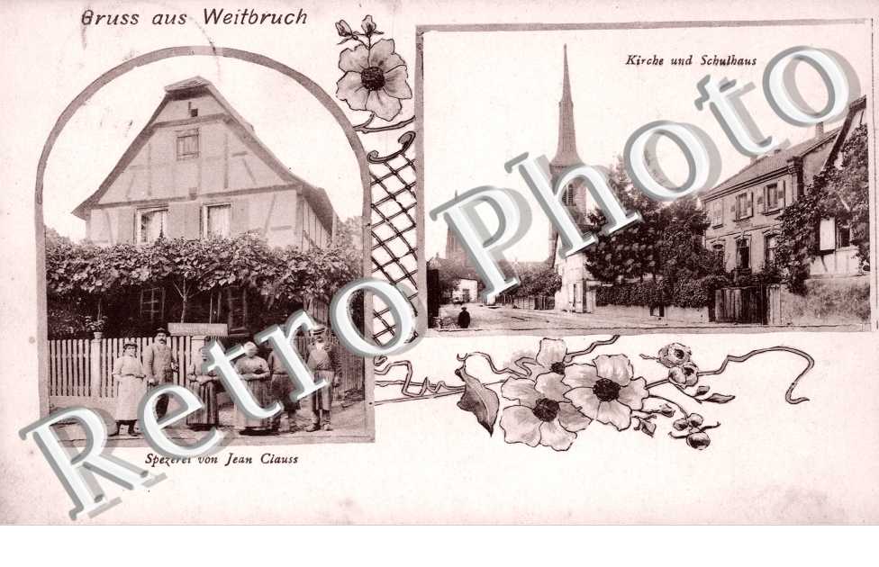 Spezerei von Jean Clauss, Kirche und Schulhaus