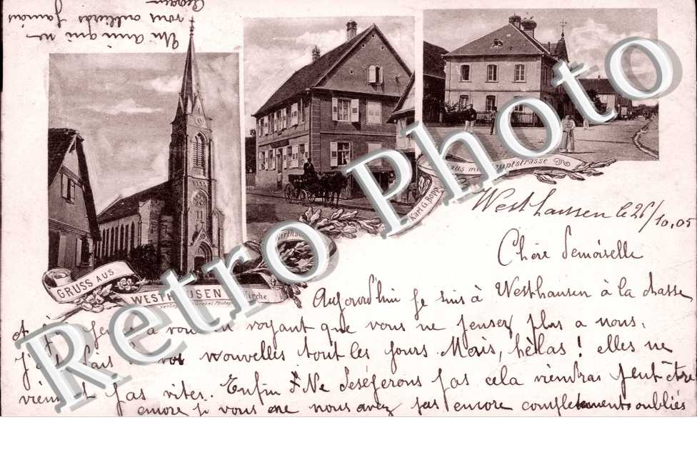 Rathaus mit Hauptstrasse, Kirche