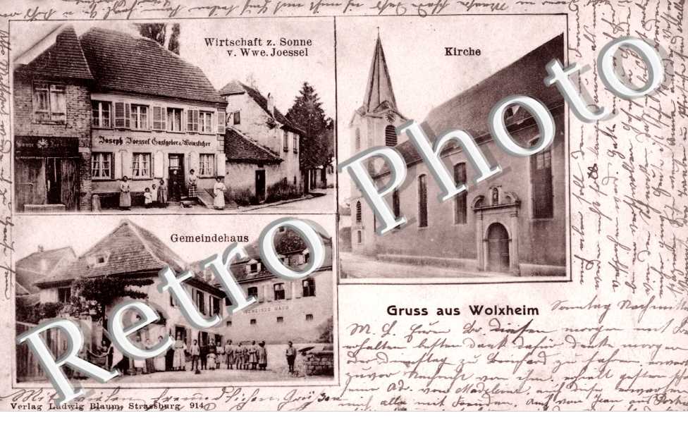 kirche, gemeindehaus, wirtschaft z. Sonne v. Wwe Joessel