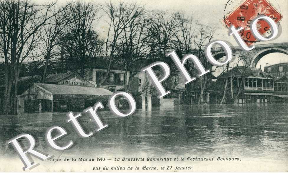Crue de la Marne 1910, Brasserie Gambrinus et le Restaurant Bonhourc