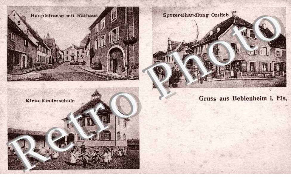 hauptstrasse mit rathaus, spezereihandlung Ortlieb, klein-kinderschule