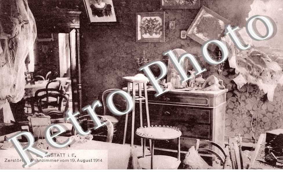 Zerstortes  Wohnzimmer 19 August 1914