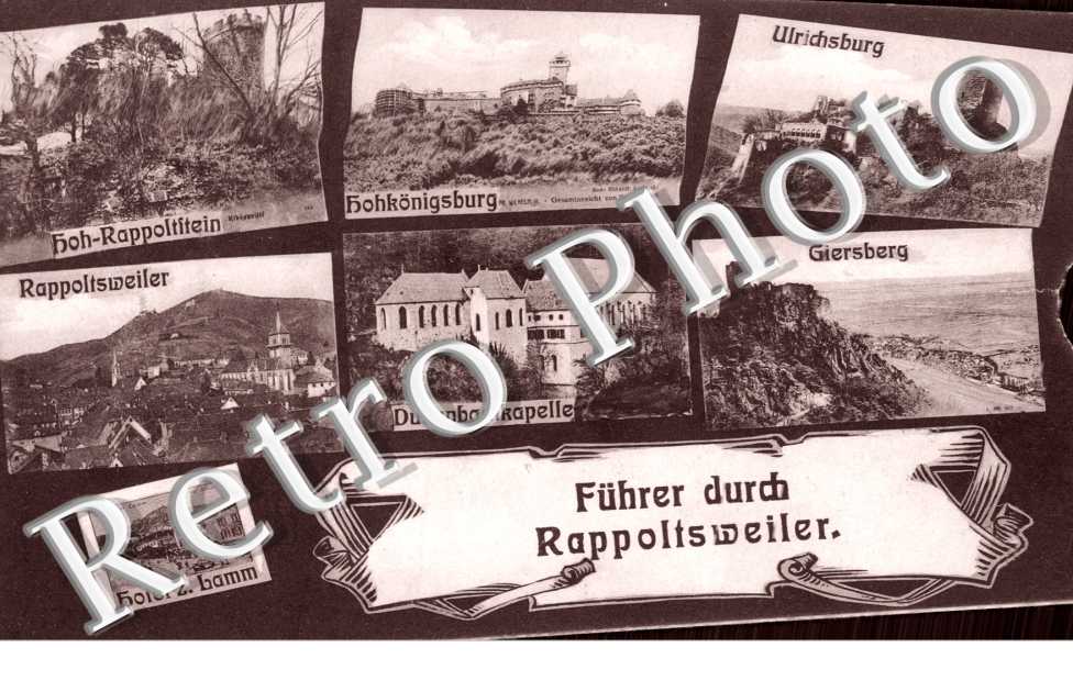 Fuhrer durch Rappoltsweiler (carte fantaisie avec depliant integre)
