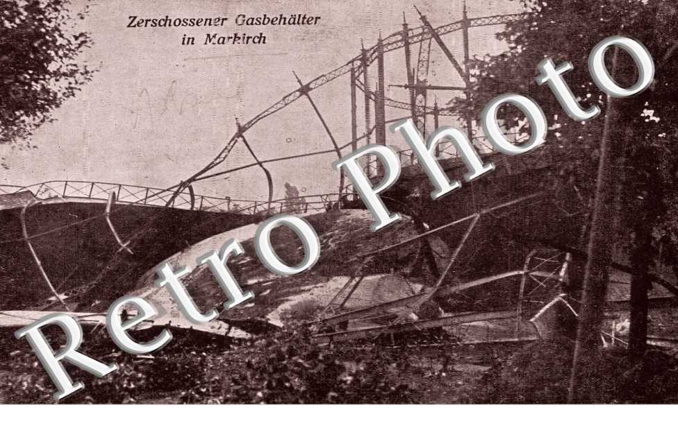 zerschossener gasbehalter in Markirch