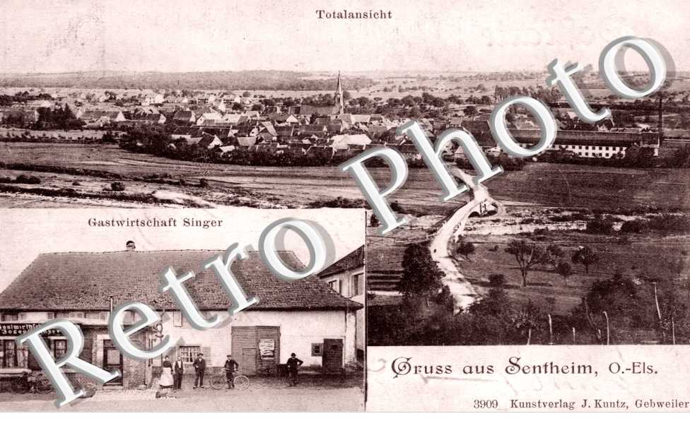 Totalansicht, Gastwirtschaft Singer, Gruss aus Sentheim