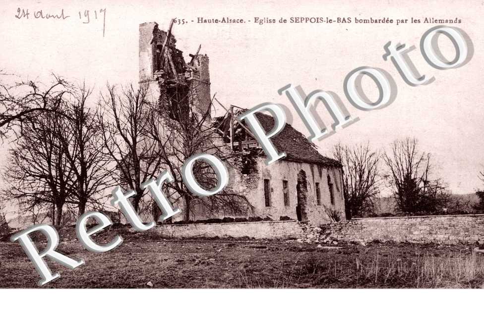 Eglise de Serpois-le-Bas bombardee par les Allemands