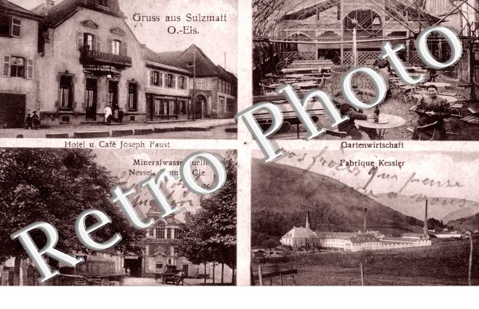 Hotel un Cafe Joseph Faust, Gartenwirtschaft, ineralwasserquelle Nessel Brun & Cie, Fabrique Kessler