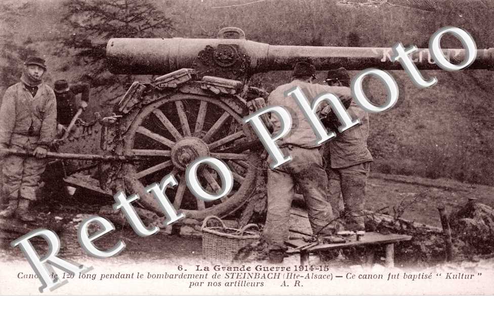 canon de 120 long. pendant les bombardements de Steinbach