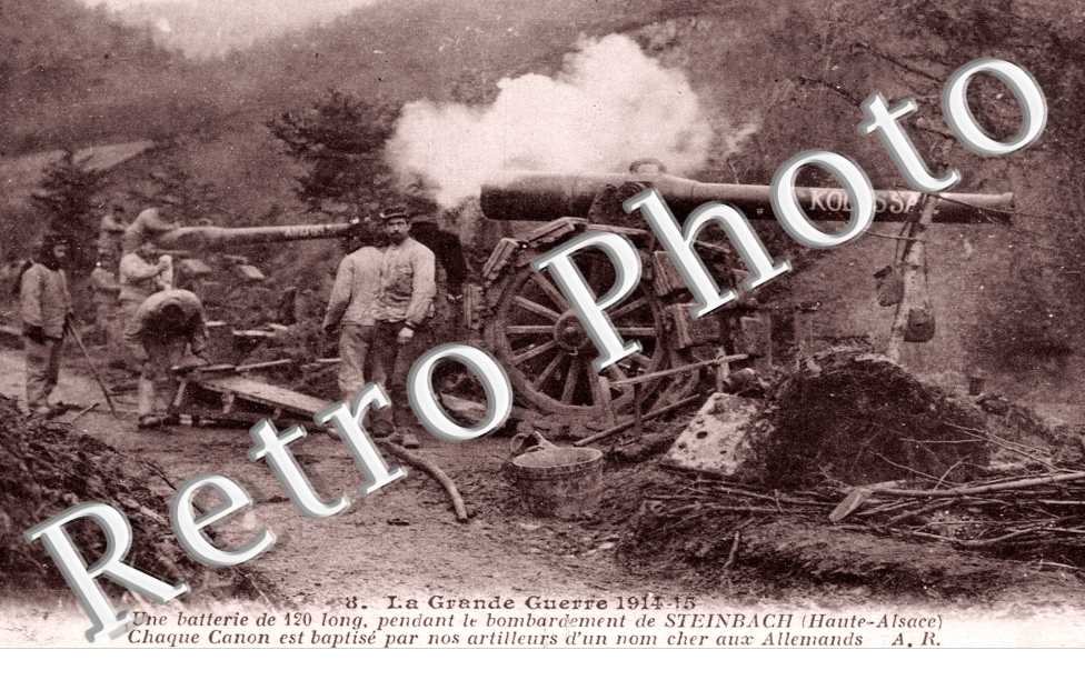 une batterie de 120 long. pendant le bombardement de Steinbach