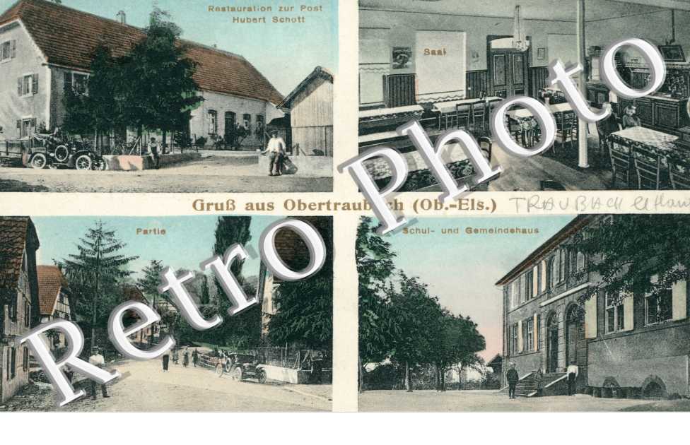 Restauration zur Post Hubert Schott, Partie, Schule und Gemeindehaus