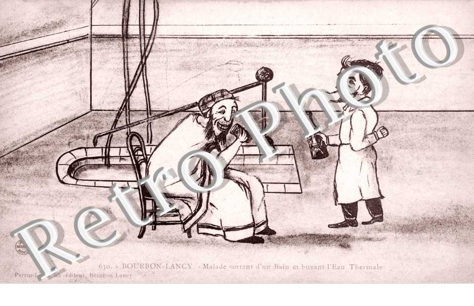 Malade sortant d'un Bain et buvant l'Eau Thermale