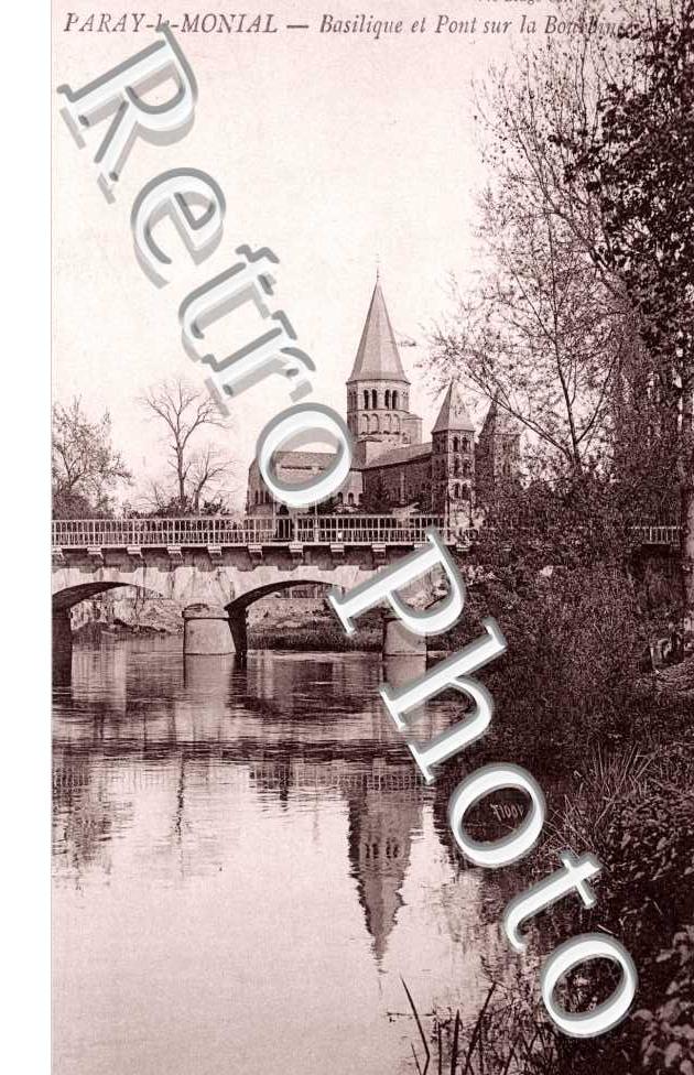 Basilique et pont sur la Bourbince
