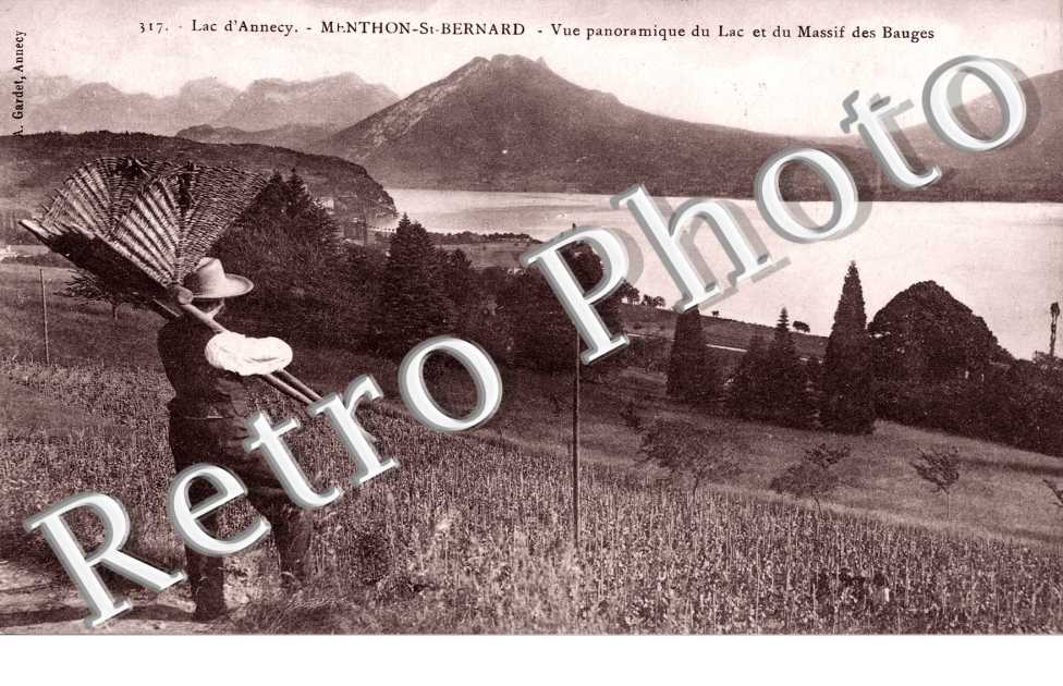 Menthon-Saint-Bernard, Lac d'Annecy, Vue Panoramique du Lac et du Massif des Bauges