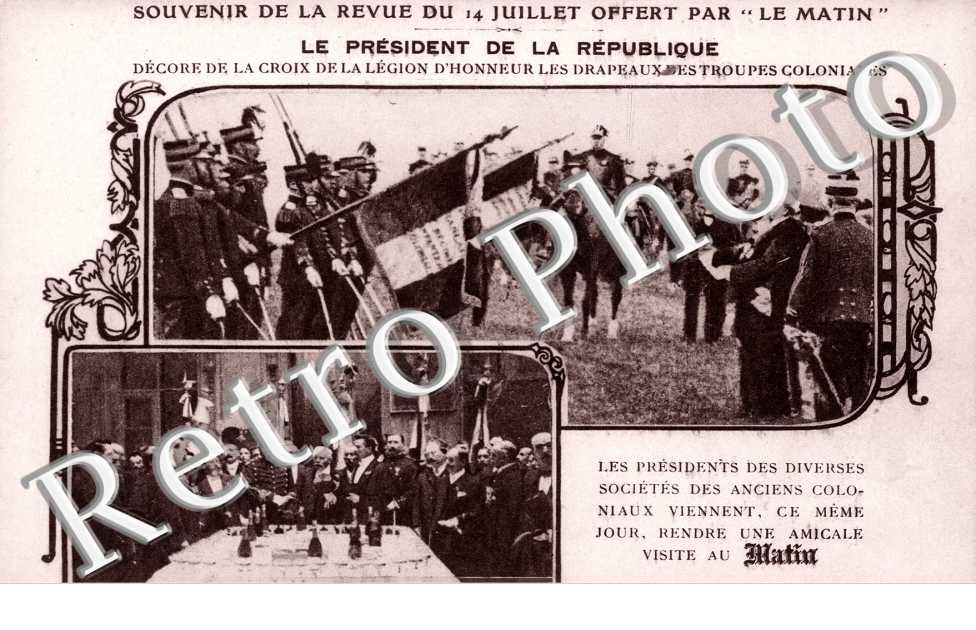 Revue 14 juillet, le President de la Republique decore de la Legion d'Honneur les Troupes Coloniales