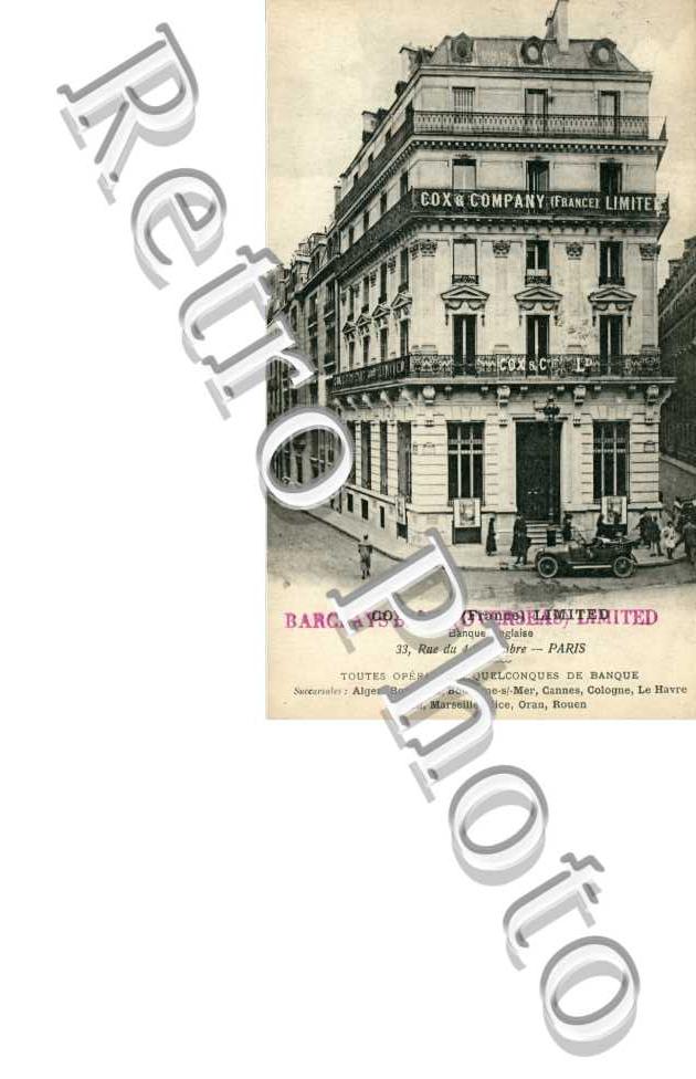 Cox et CÂ°, Banque Anglaise  - rue du 4 septembre