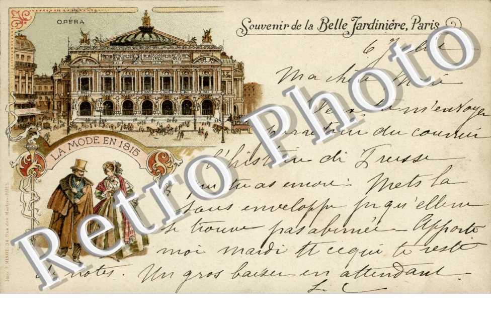 souvenir de la Belle Jardiniere 2 rue du Pont Neuf  -  Opera  La mode en 1815