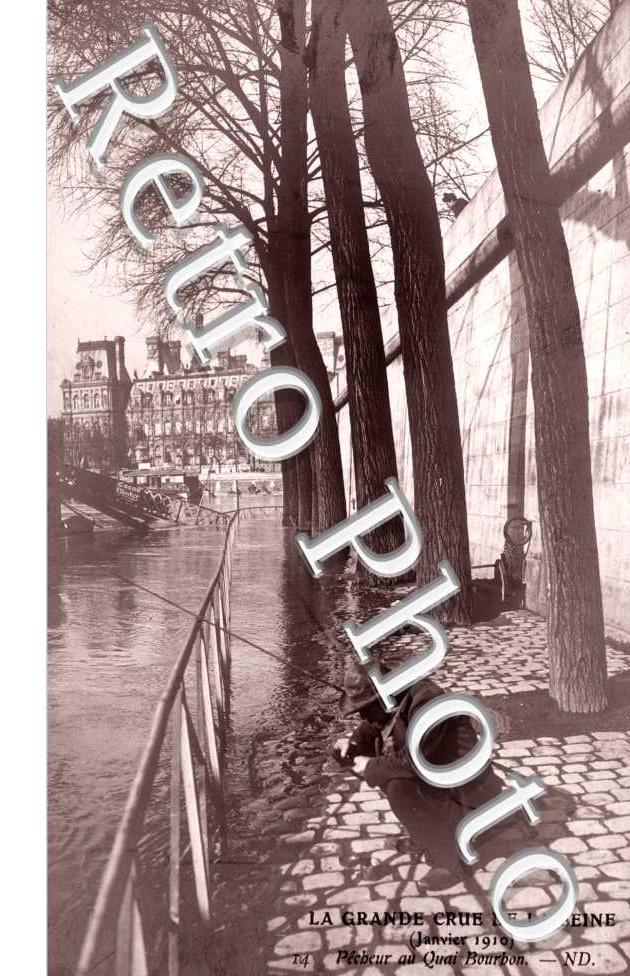 Crue de la Seine, Pecheur au Quai Bourbon