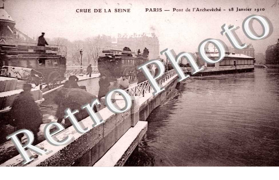 crue de la Seine Pont de l'Archeveche 28 janvier 1910