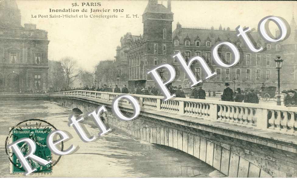 Pont Saint Michelet la Conciergerie  janvier 1910