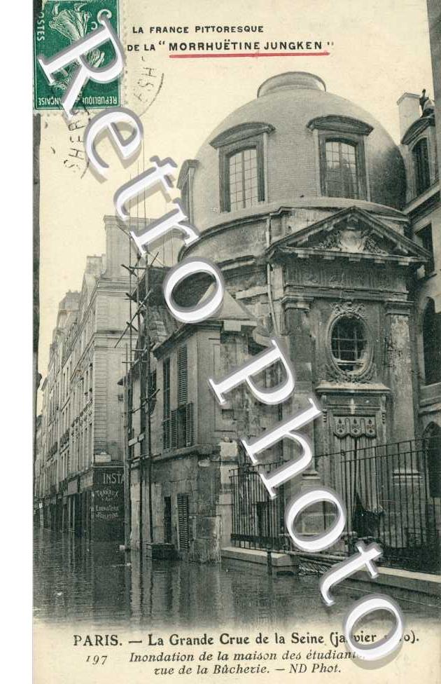Rue de la Bucherie, la Maison des Etudiants Crue de la Seine 1910