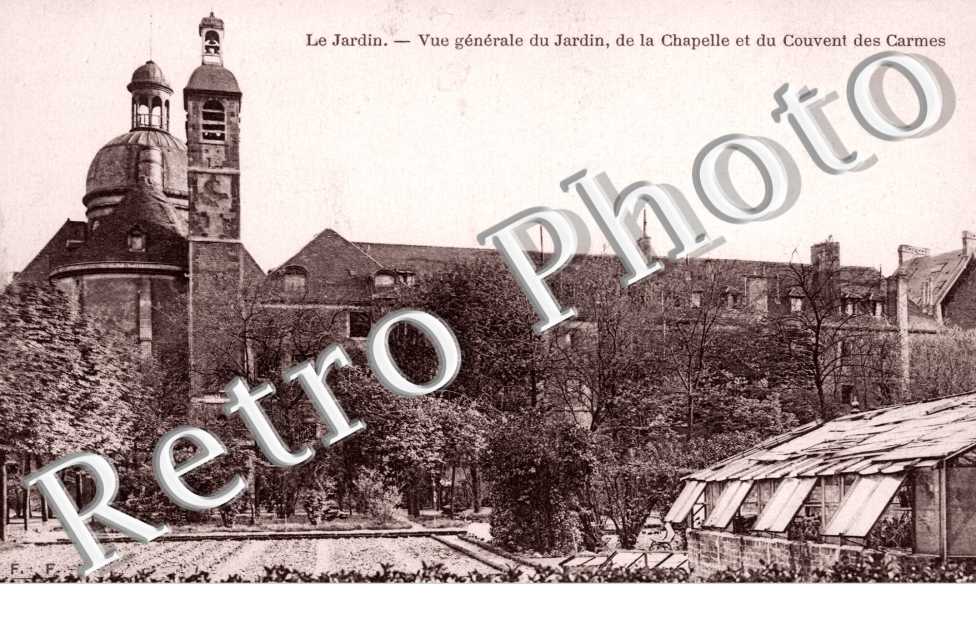Vue generale du jardin, de la chapelle et du couvent des Carmes