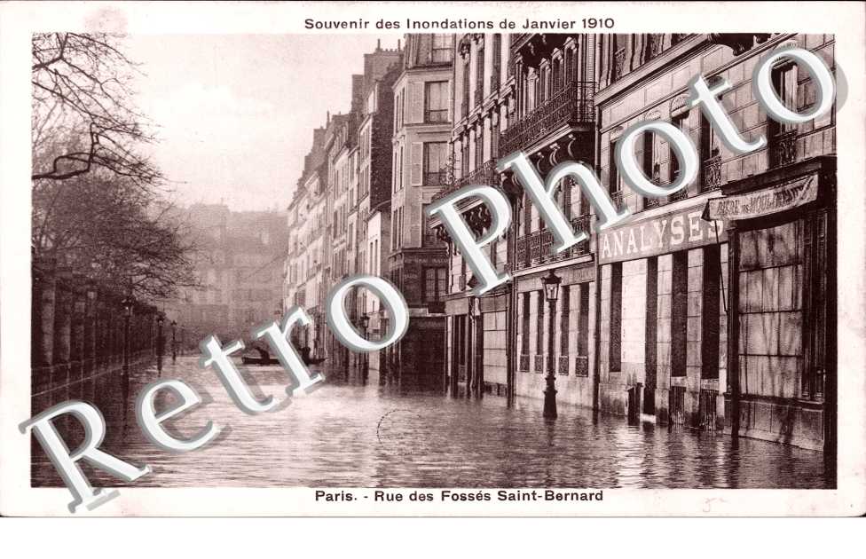 Inondations 1910, Rue des Fossees Saint Bernard