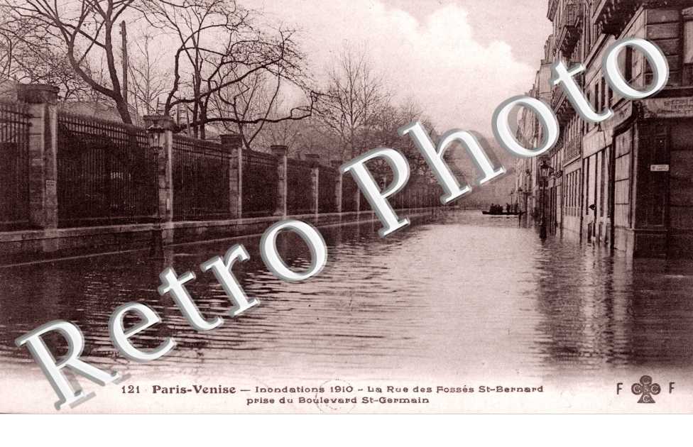 Inondations 1910, Rue des Fossees Saint Bernard
