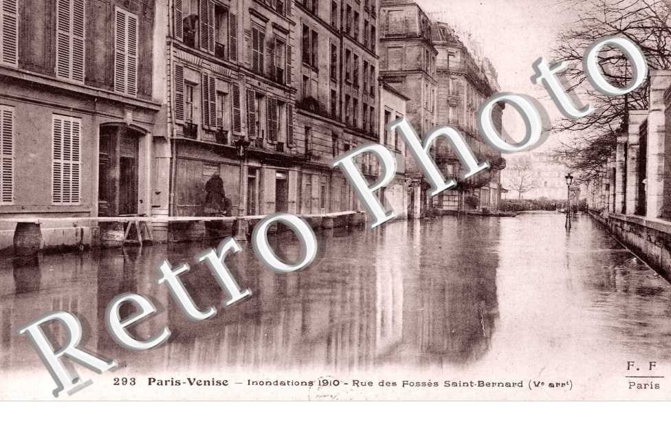Inondations 1910, Rue des Fossees Saint Bernard