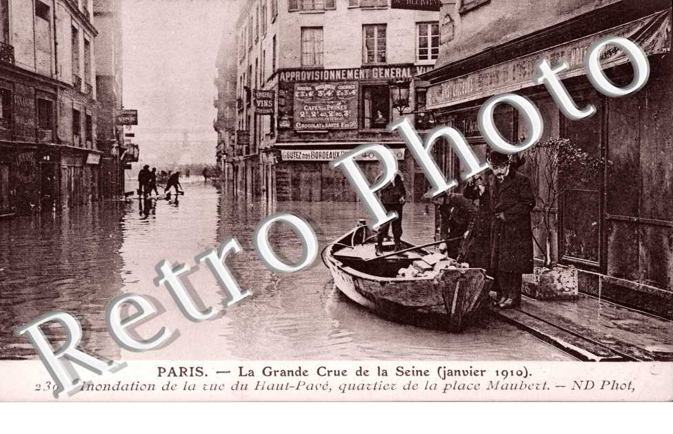 Crue de la Seine, Rue du Haut Pave quartier de la place Maubert
