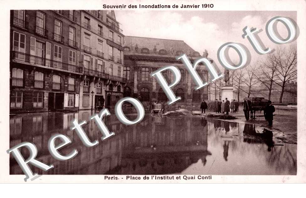 Inondations 1910, Place de l&#039;Institut et Quai Conti